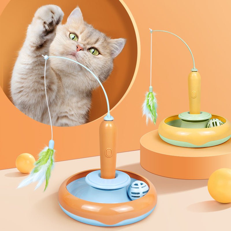 2-in-1 Self-Play Pet Cat Toy with Feather - Pawfect Nation