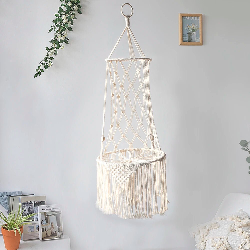 Cat Hanging Basket Hammock Macrame Hanging Decoration Handmade Cotton Rope Flower Fruit Holder Kitten Cat Accessories Boho Decor - Pawfect Nation