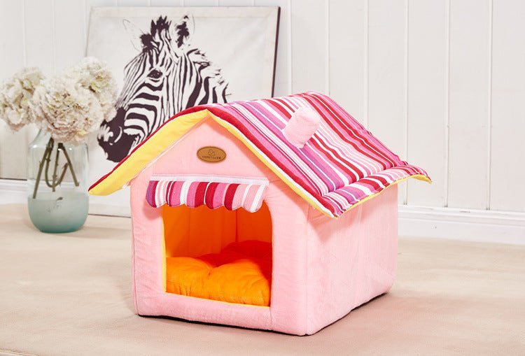 Fashionable Striped Dog House with Removable Cover - Pawfect Nation