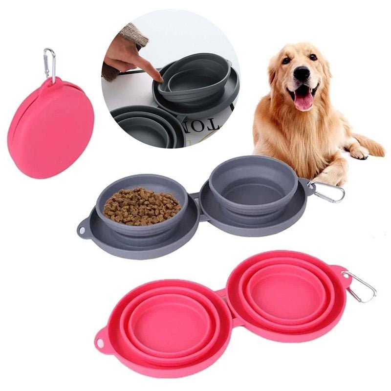 Foldable Rubber Double Pet Feeding Bowl - Pawfect Nation