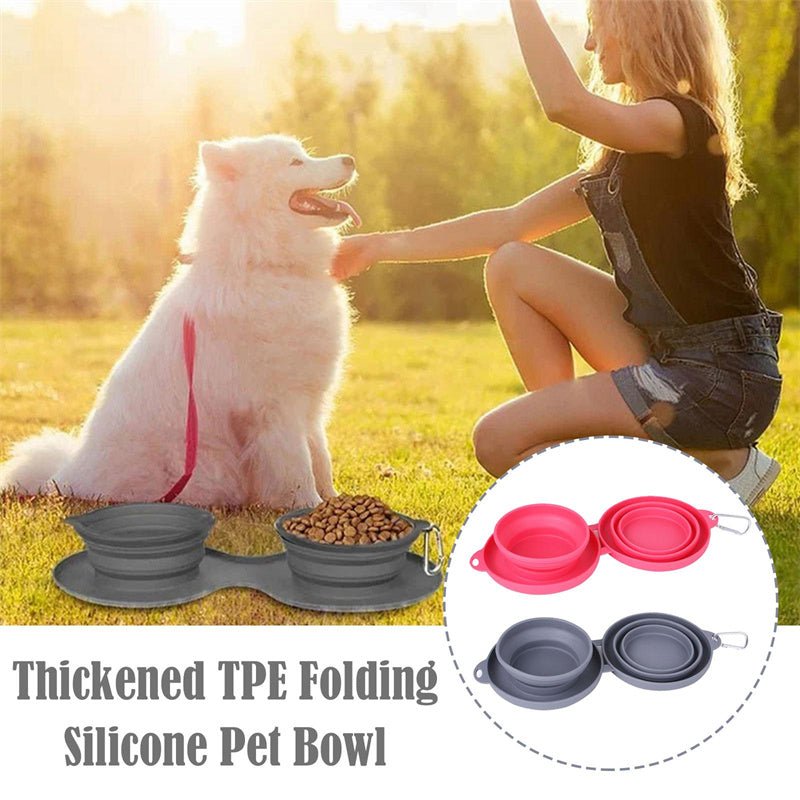 Foldable Rubber Double Pet Feeding Bowl - Pawfect Nation