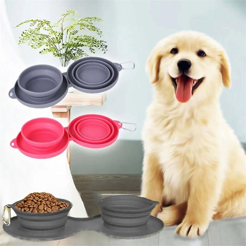 Foldable Rubber Double Pet Feeding Bowl - Pawfect Nation